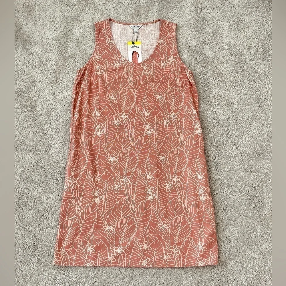 Orvis Womens Floral Sleeveless Linen blend Dress Small Coastal Grandma Lagenlook - Picture 7 of 12